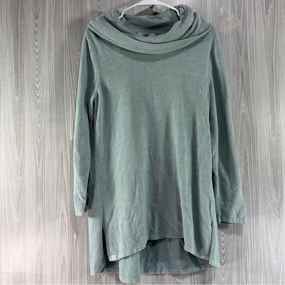 Barefoot Dreams Cozychic Ultra Lite Coastal Blue Green Cowl Neck‎ Pullover Sz L